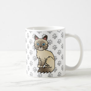 Chocolate Point Tabby Birman / Ragdoll Katze & Pfo Kaffeetasse