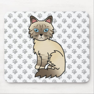Chocolate Point Tabby Birman / Ragdoll Katze & Pfo Mousepad
