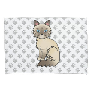 Chocolate Point Tabby Birman/Ragdoll Katze & Pfote Kissenbezug