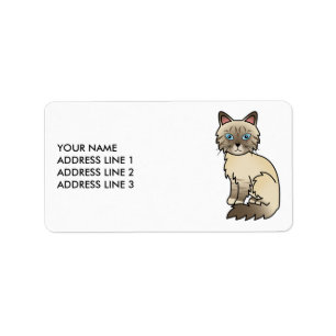 Chocolate Point Tabby Birman/Ragdoll Katze & Text Adressaufkleber