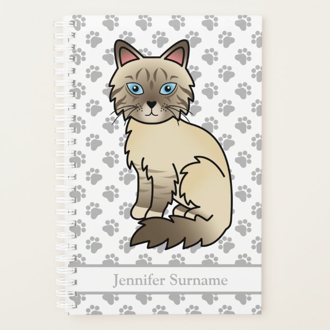 Chocolate Point Tabby Birman/Ragdoll Paws & Text Planer (Vorderseite)