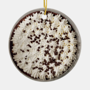 Chocolate Pudding Pie and Whipped Cream Christmas Keramik Ornament