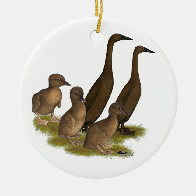 Chocolate Runner Duck Family Keramikornament (Vorne)