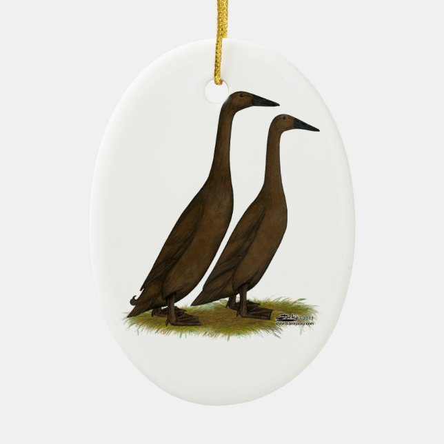 Chocolate Runner Ducks Keramik Ornament (Vorne)