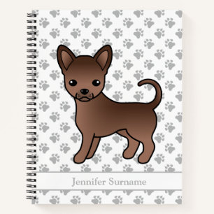 Chocolate Smooth Coat Chihuahua Hund & Benutzerdef Notizbuch