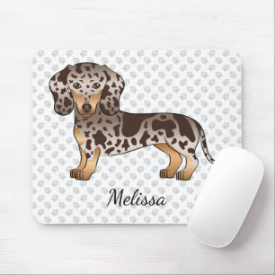 Chocolate & Tan Dapple Kurzhaar-Dachshund & Name Mousepad