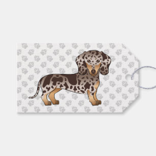 Chocolate & Tan Dapple Kurzhaar-Dachshund & Pfoten Geschenkanhänger