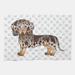 Chocolate & Tan Dapple Kurzhaar-Dachshund & Pfoten Geschirrtuch