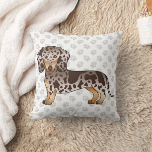 Chocolate & Tan Dapple Kurzhaar-Dachshund & Pfoten Kissen