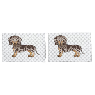 Chocolate & Tan Dapple Kurzhaar-Dachshund & Pfoten Kissenbezug