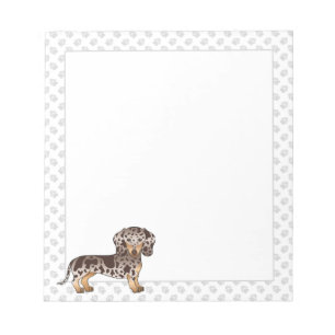 Chocolate & Tan Dapple Kurzhaar-Dachshund & Pfoten Notizblock