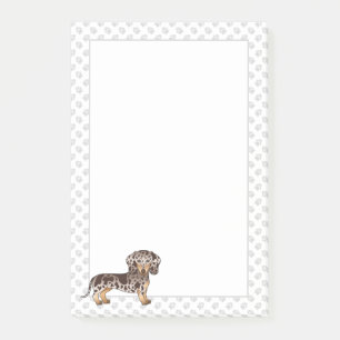 Chocolate & Tan Dapple Kurzhaar-Dachshund & Pfoten Post-it Klebezettel