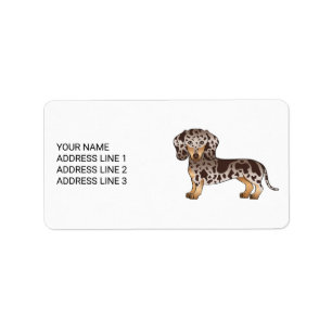 Chocolate & Tan Dapple Kurzhaar-Dachshund & Text Adressaufkleber