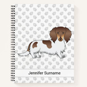 Chocolate & Tan Piebald Langhaar-Dachshund & Text Notizbuch