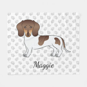 Chocolate & Tan Pied Kurzhaar-Dachshund & Name Fleecedecke