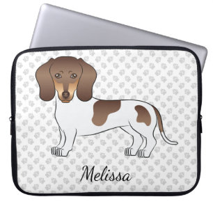 Chocolate & Tan Pied Kurzhaar-Dachshund & Name Laptopschutzhülle