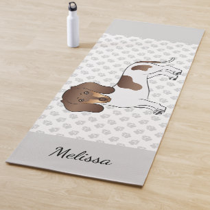 Chocolate & Tan Pied Kurzhaar-Dachshund & Name Yogamatte