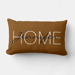 Chocolate (traditionell) farbiges Home-Monogramm Lendenkissen