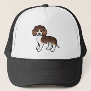 Chocolate-Tricolor-Beagle-Hund Süße Illustration Truckerkappe