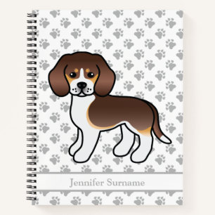 Chocolate Tricolor Beagle Süßer Cartoon-Hund & Tex Notizbuch