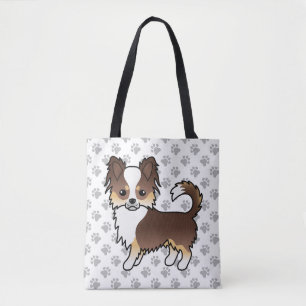Chocolate-Tricolor Langhaar Chihuahua Hund & Pfote