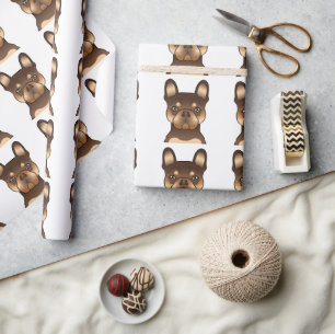 Chocolate und Braune Französische Bulldogge Süße H Geschenkpapier