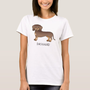 Chocolate und Braune Kurzhaar-Dachshund & Text T-Shirt
