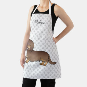 Chocolate- und Lohbrauner Langhaar-Dachshund Hund  Schürze