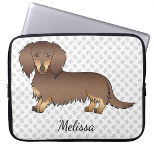 Chocolate- und Lohfarbener Langhaar-Dachshund Hund Laptopschutzhülle