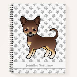 Chocolate- und Tan-Farbiger Chihuahua-Hund mit gla Notizbuch