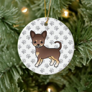 Chocolate- und Tan-Farbiger Glatthaar-Chihuahua-Hu Keramik Ornament
