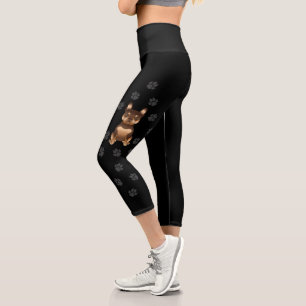 Chocolate und Tan French Bulldog Süßer Hund & Pfot Capri Leggings