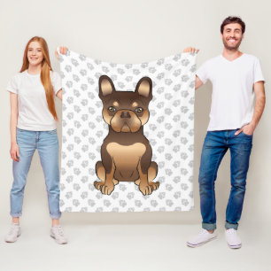 Chocolate und Tan French Bulldog Süßer Hund & Pfot Fleecedecke