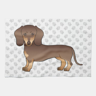 Chocolate und Tan Kurzhaar-Dachshund & Pfoten Geschirrtuch