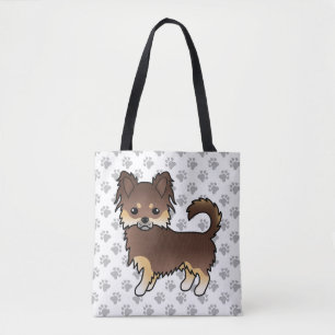 Chocolate- und Tan-Langhaar-Chihuahua-Hund & Pfote