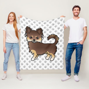 Chocolate und Tan Langhaar Chihuahua Hund & Pfoten Fleecedecke