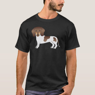 Chocolate- und Tan-Piebald Kurzhaar-Dachshund-Hund T-Shirt