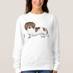 Chocolate- und Tan-Piebald Langhaar-Dachshund-Hund Sweatshirt