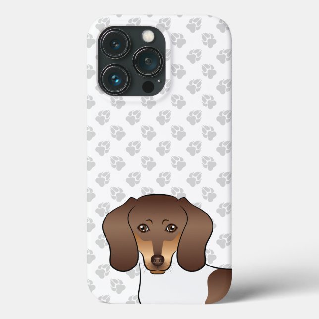Chocolate- und Tan Pied Kurzhaar-Dachshund & Pfote Case-Mate iPhone Hülle (Rückseite)
