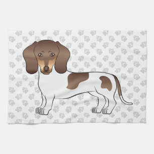 Chocolate- und Tan Pied Kurzhaar-Dachshund & Pfote Geschirrtuch