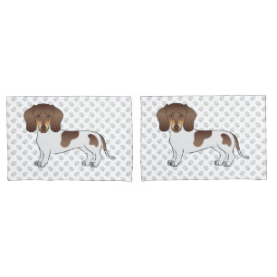 Chocolate- und Tan Pied Kurzhaar-Dachshund und Pfo Kissenbezug