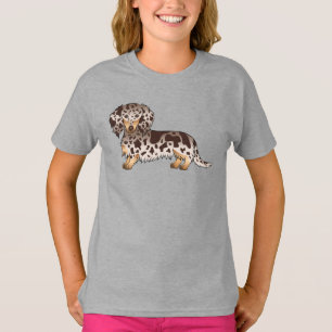 Chocolate- und Tannengestromter Langhaar-Dachshund T-Shirt