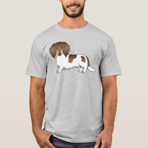 Chocolate- und Tannenhund mit langem Fell und Pieb T-Shirt