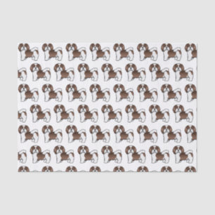 Chocolate- und Weißer Havanese Cartoon-Hund-Muster Seidenpapier