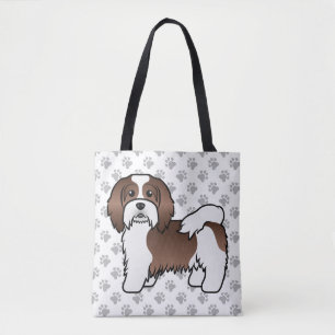 Chocolate und weißer Havanese Cartoon-Hund & Pfote