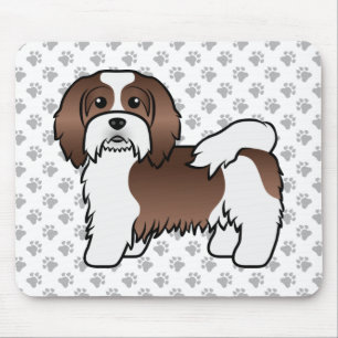 Chocolate und weißer Havanese süßer Cartoon-Hund Mousepad