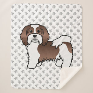 Chocolate und weißer Havanese süßer Cartoon-Hund Sherpadecke