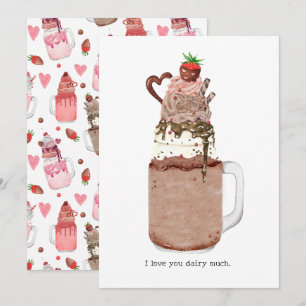 Chocolate Valentine Milkshake I Love You Pun Karte