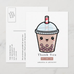 Chocolate-Wasserfarben-Blumen-Hochzeit-Dankeschön Postkarte