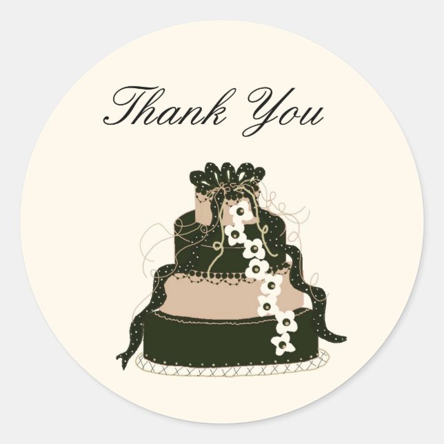 Chocolate Wedding Cake Danke Runder Aufkleber (Vorderseite)